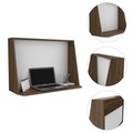 Tuhome Zambia Wall Desk, Single Shelf, Mahogany/White EGB5969